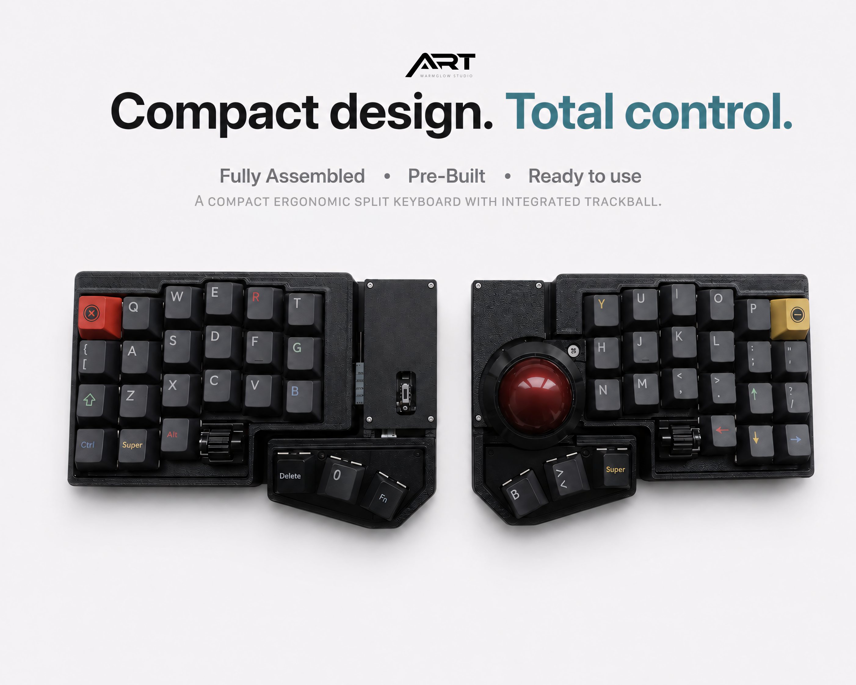 Wireless Split Trackball Keyboard — ZMK 3x6 Compact, Hot-Swap