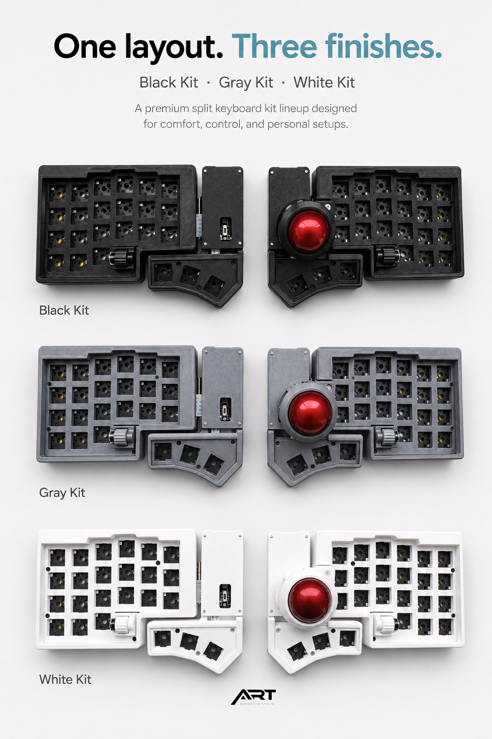 Wireless Split Trackball Keyboard — ZMK 3x6 Compact, Hot-Swap