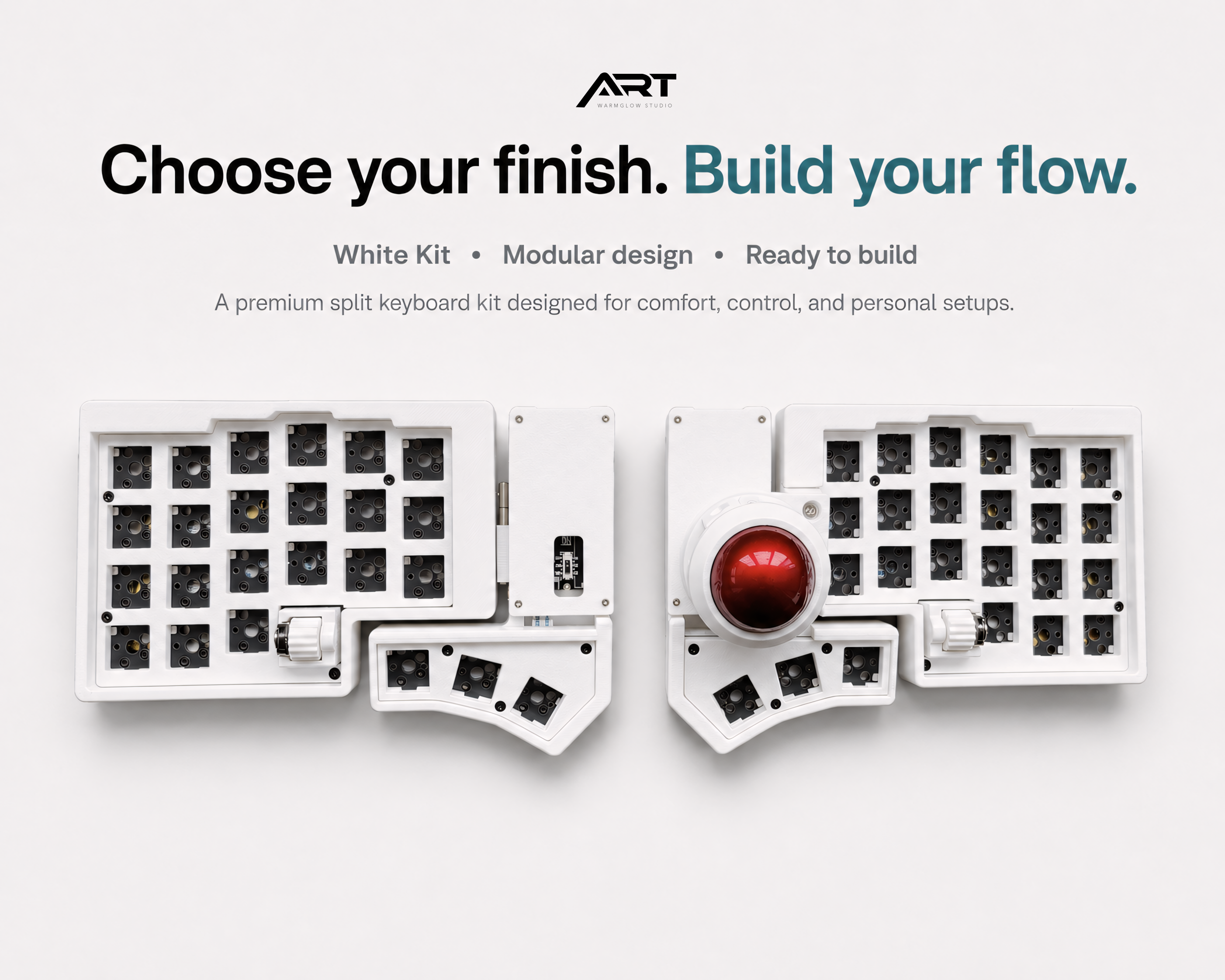Wireless Split Trackball Keyboard — ZMK 3x6 Compact, Hot-Swap