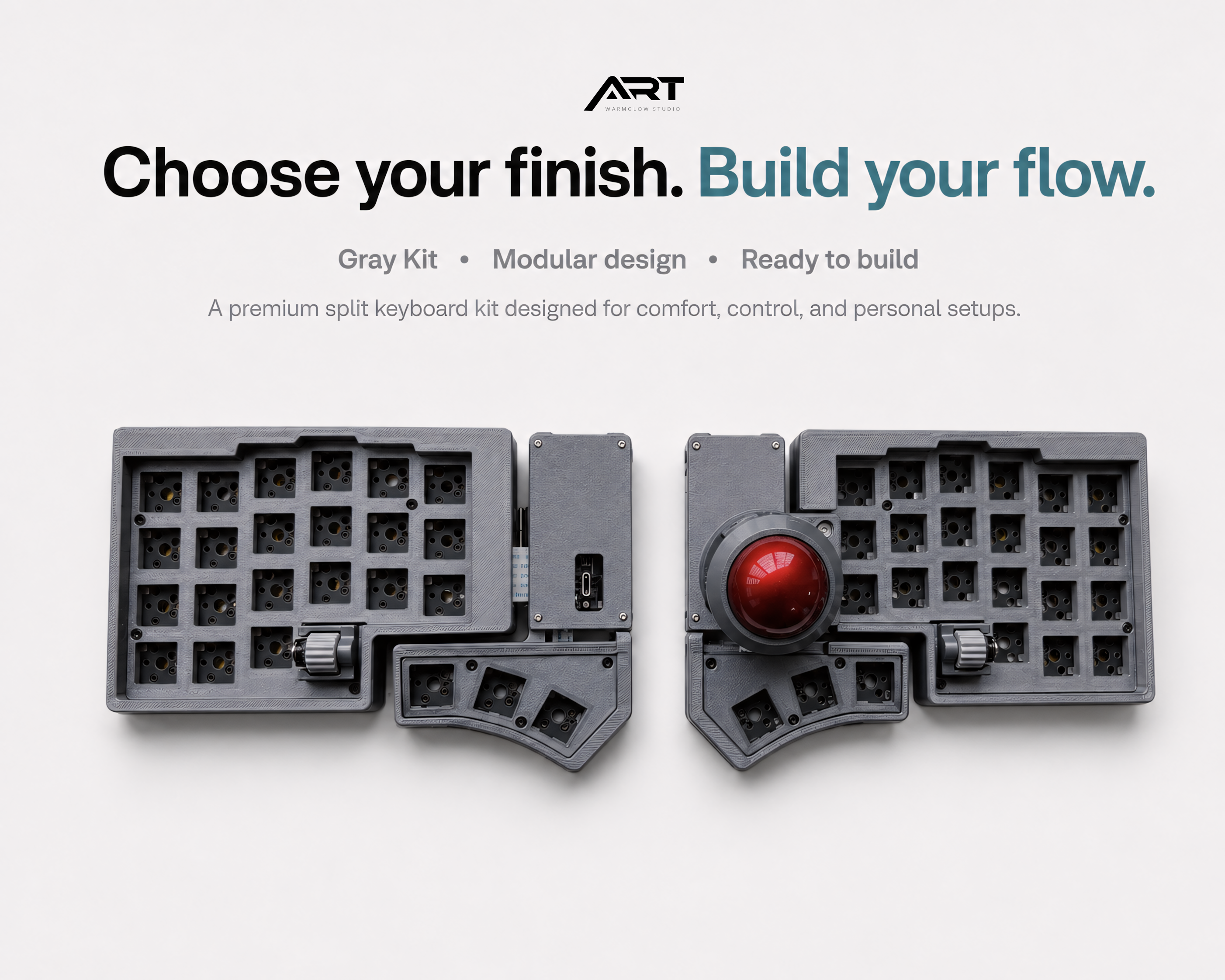 Wireless Split Trackball Keyboard — ZMK 3x6 Compact, Hot-Swap