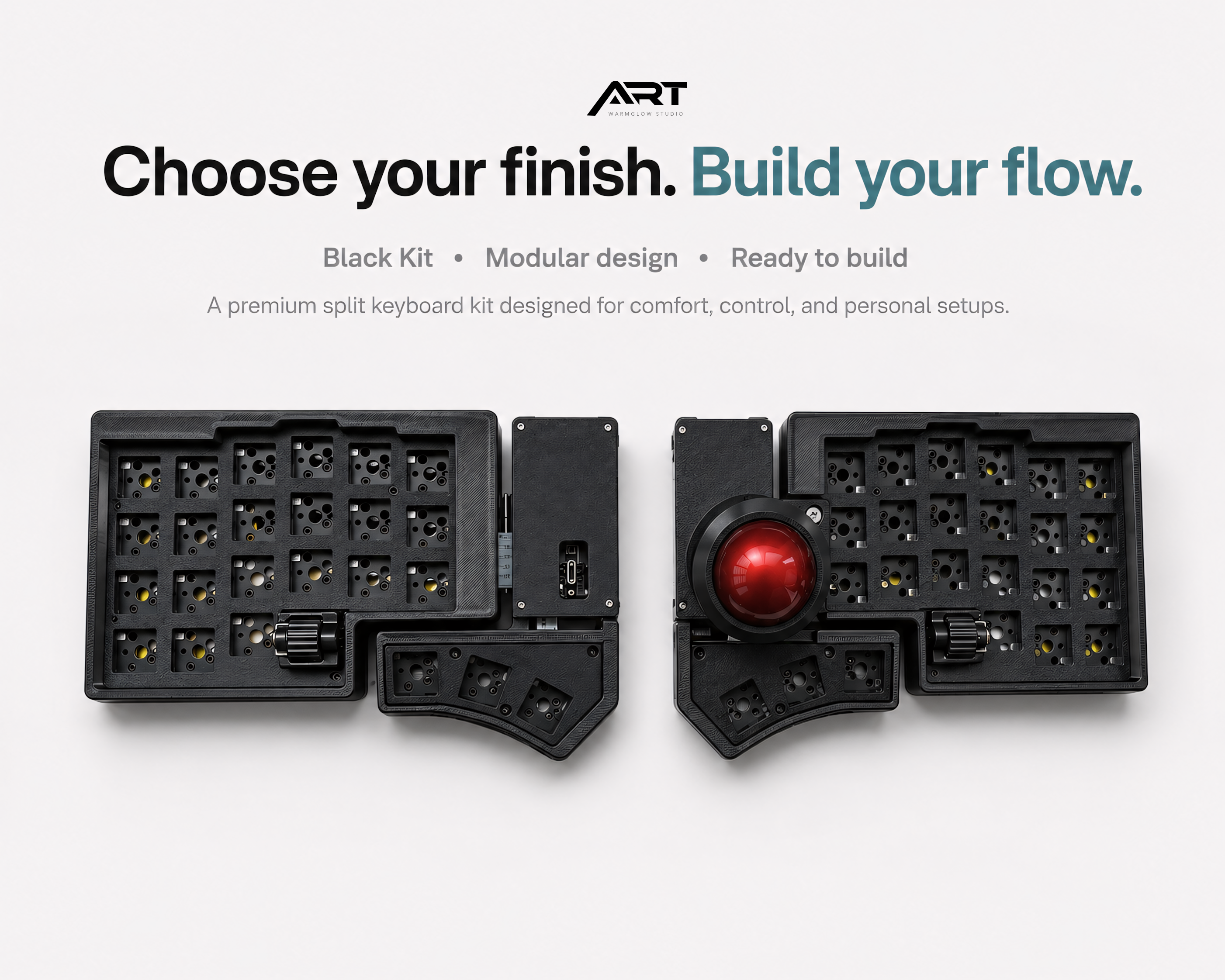 Wireless Split Trackball Keyboard — ZMK 3x6 Compact, Hot-Swap