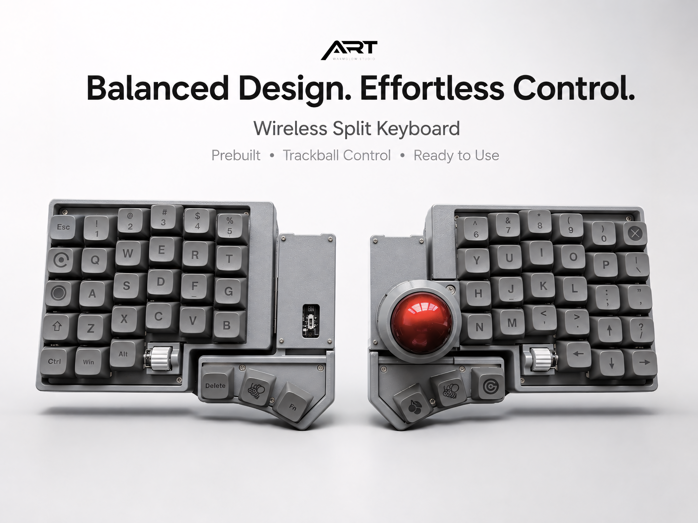 Wireless Split Trackball Keyboard | Prebuilt ZMK Ergonomic Mechanical Keyboard