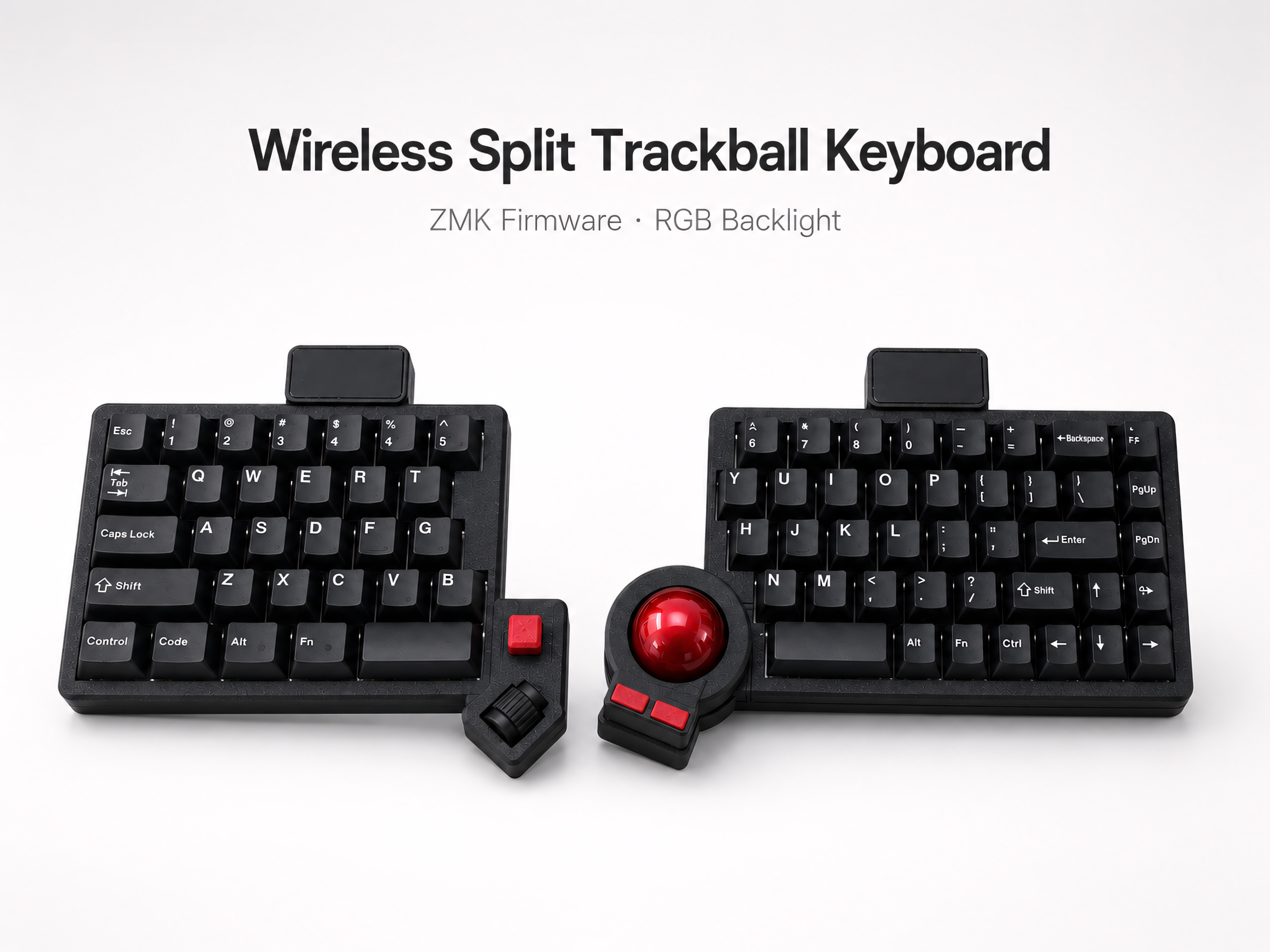 Split Trackball Mechanical Keyboard with OLED Display ā ZMK Wireless