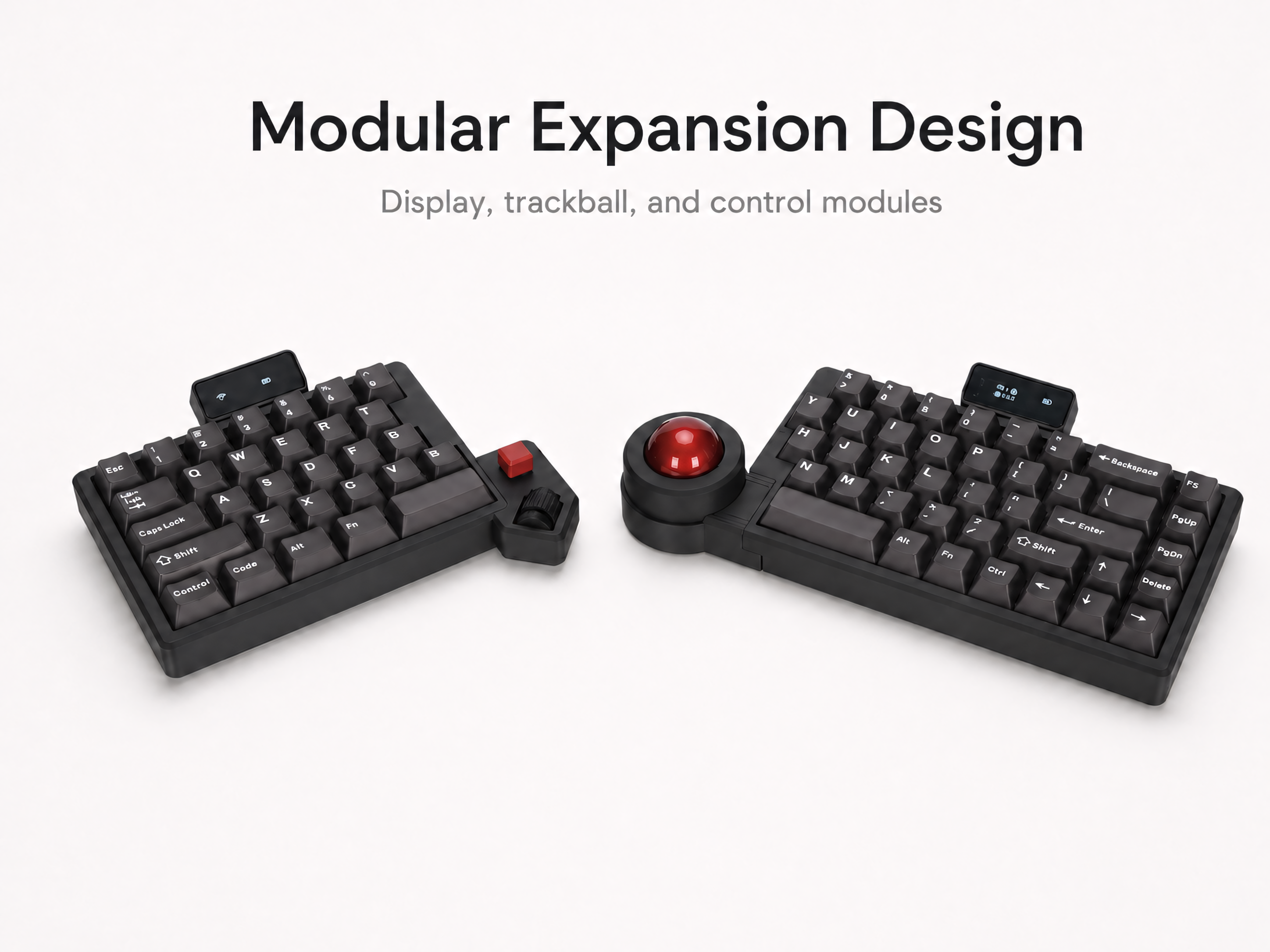 Split Trackball Mechanical Keyboard with OLED Display ā ZMK Wireless