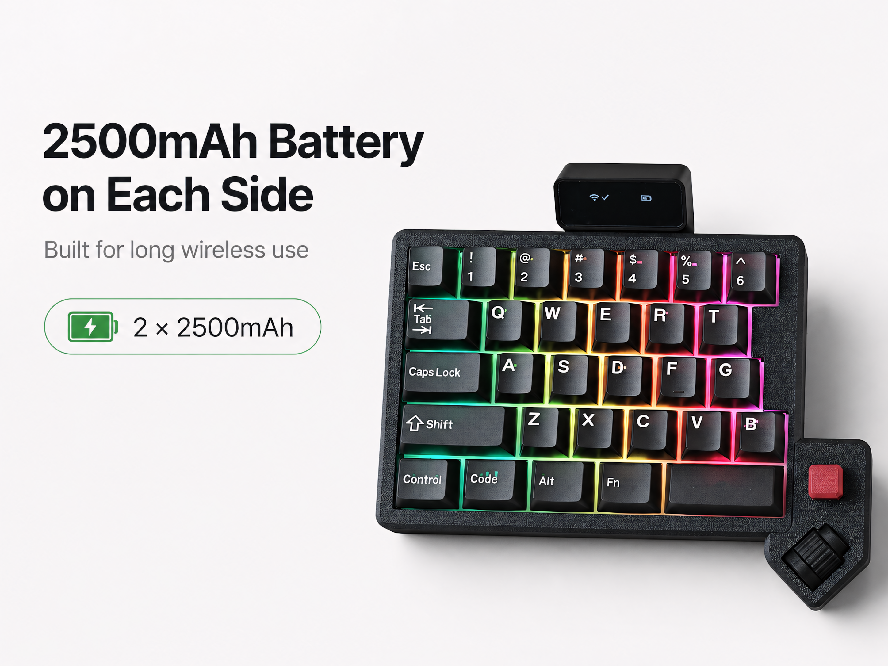 Split Trackball Mechanical Keyboard with OLED Display ā ZMK Wireless