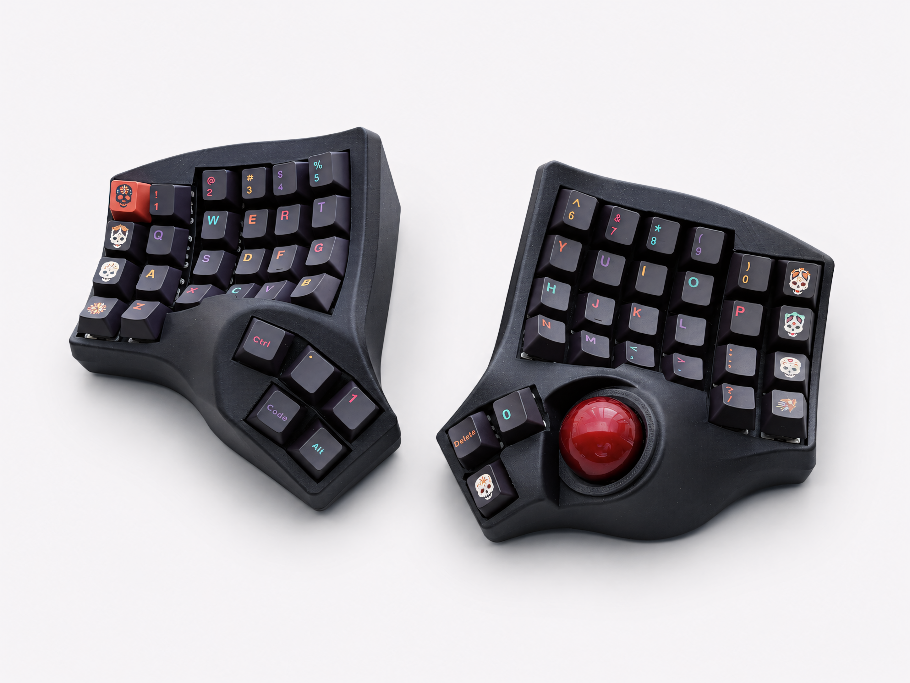 Trackball Split Keyboard — QMK VIA / Wireless ZMK, Hot-Swap MX