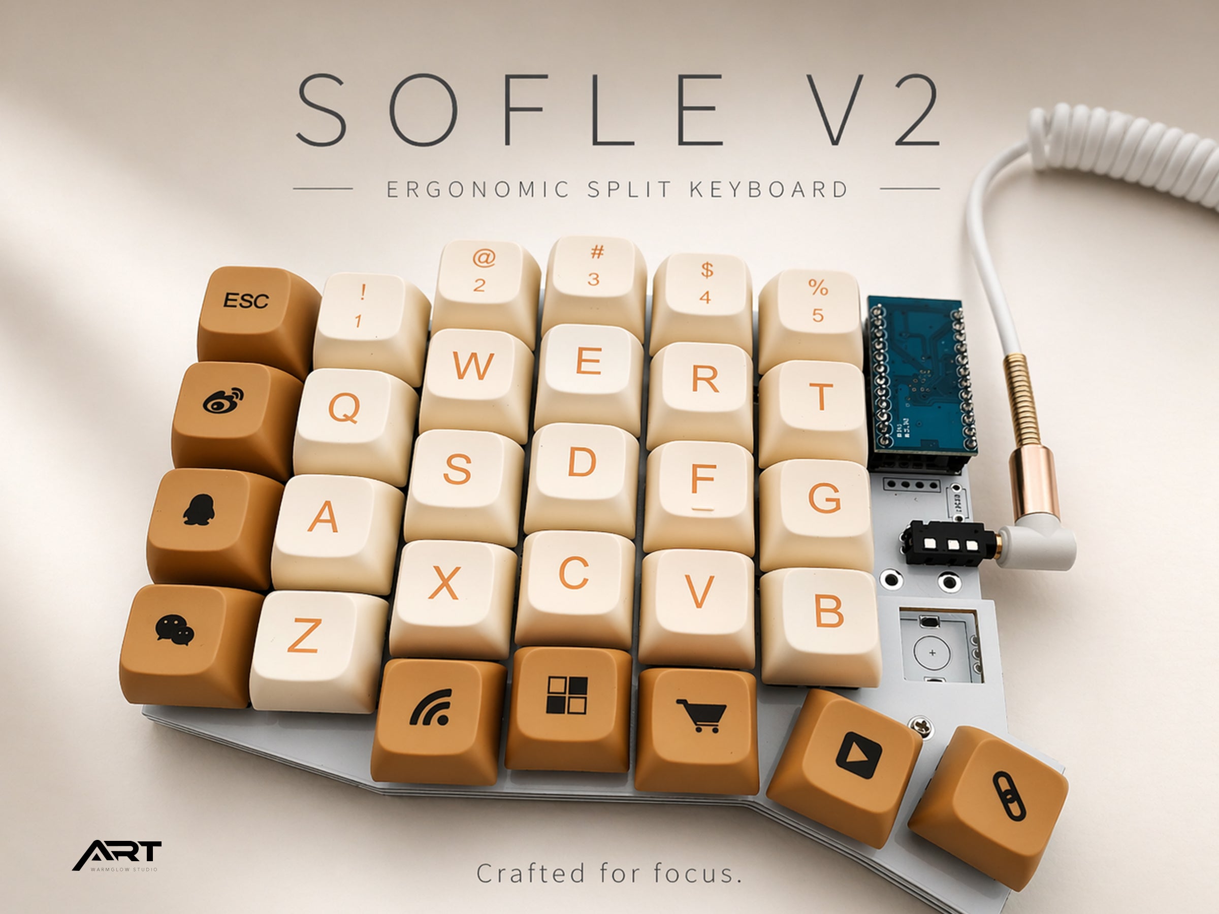 Sofle V2 Split Keyboard — Acrylic Case, QMK VIA, Prebuilt or Wireless