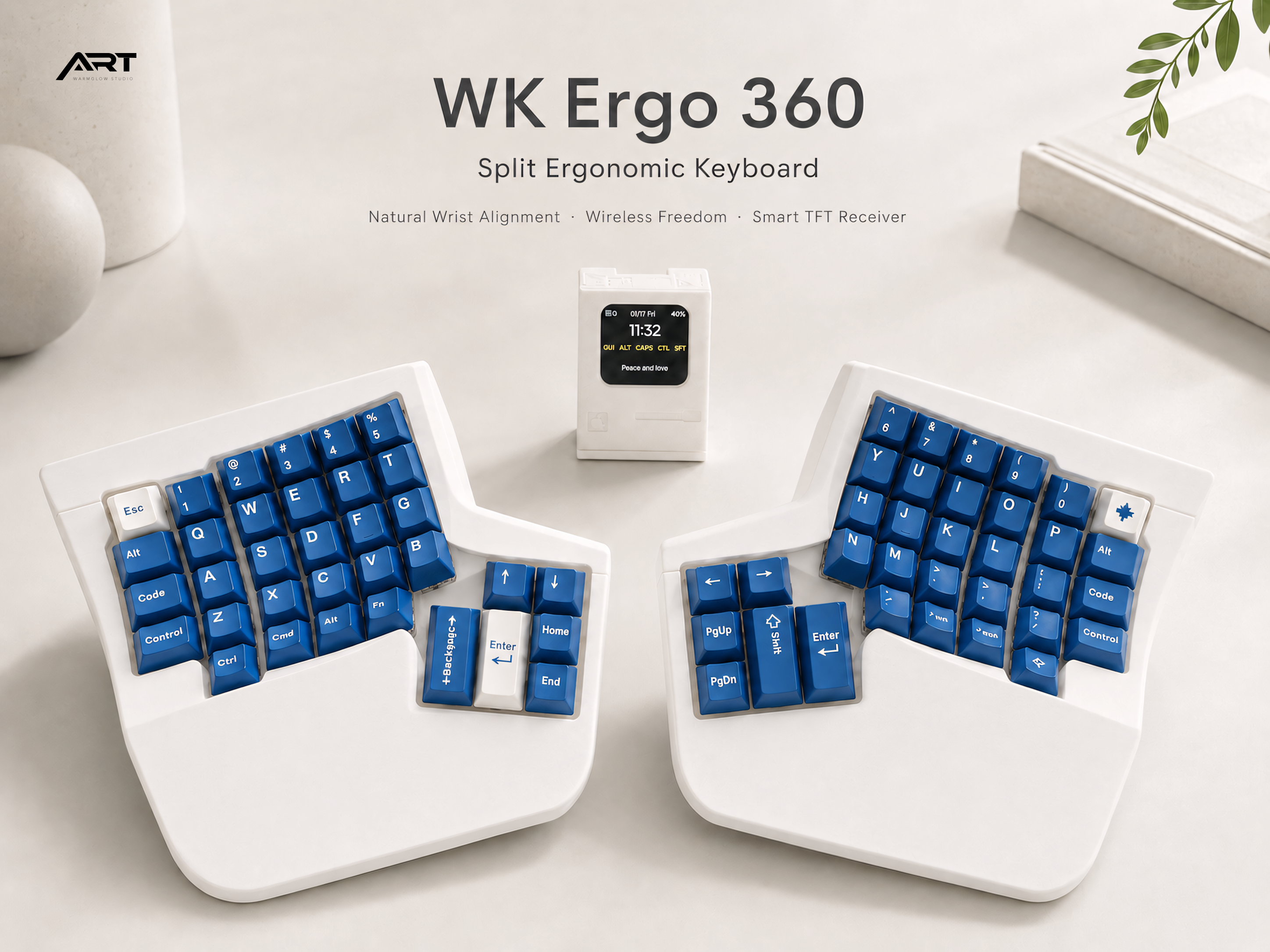 WK Ergo 360 Split Ergonomic Keyboard — 2.4G / ZMK Wireless, Hot-Swap