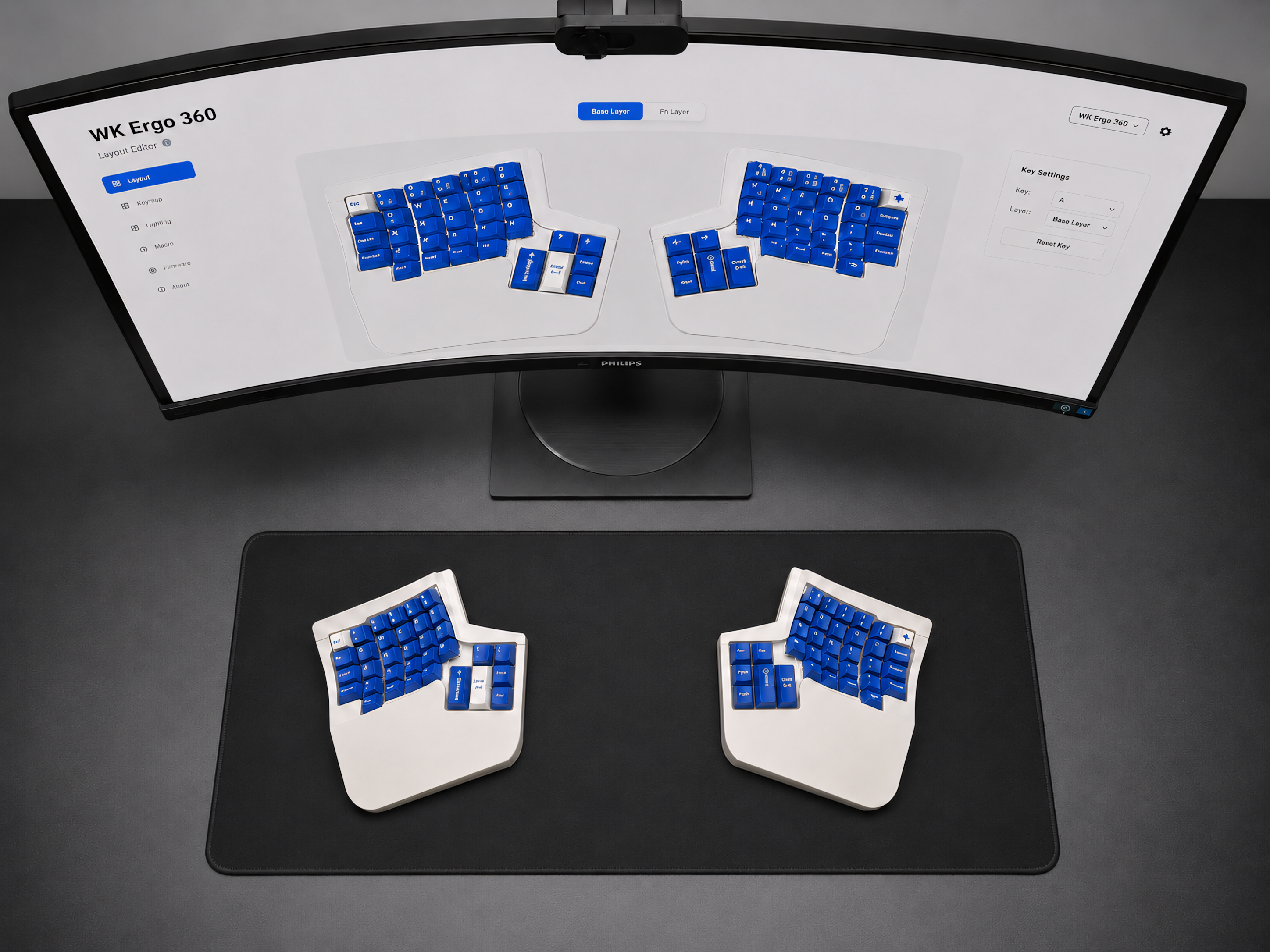 WK Ergo 360 Split Ergonomic Keyboard — 2.4G / ZMK Wireless, Hot-Swap