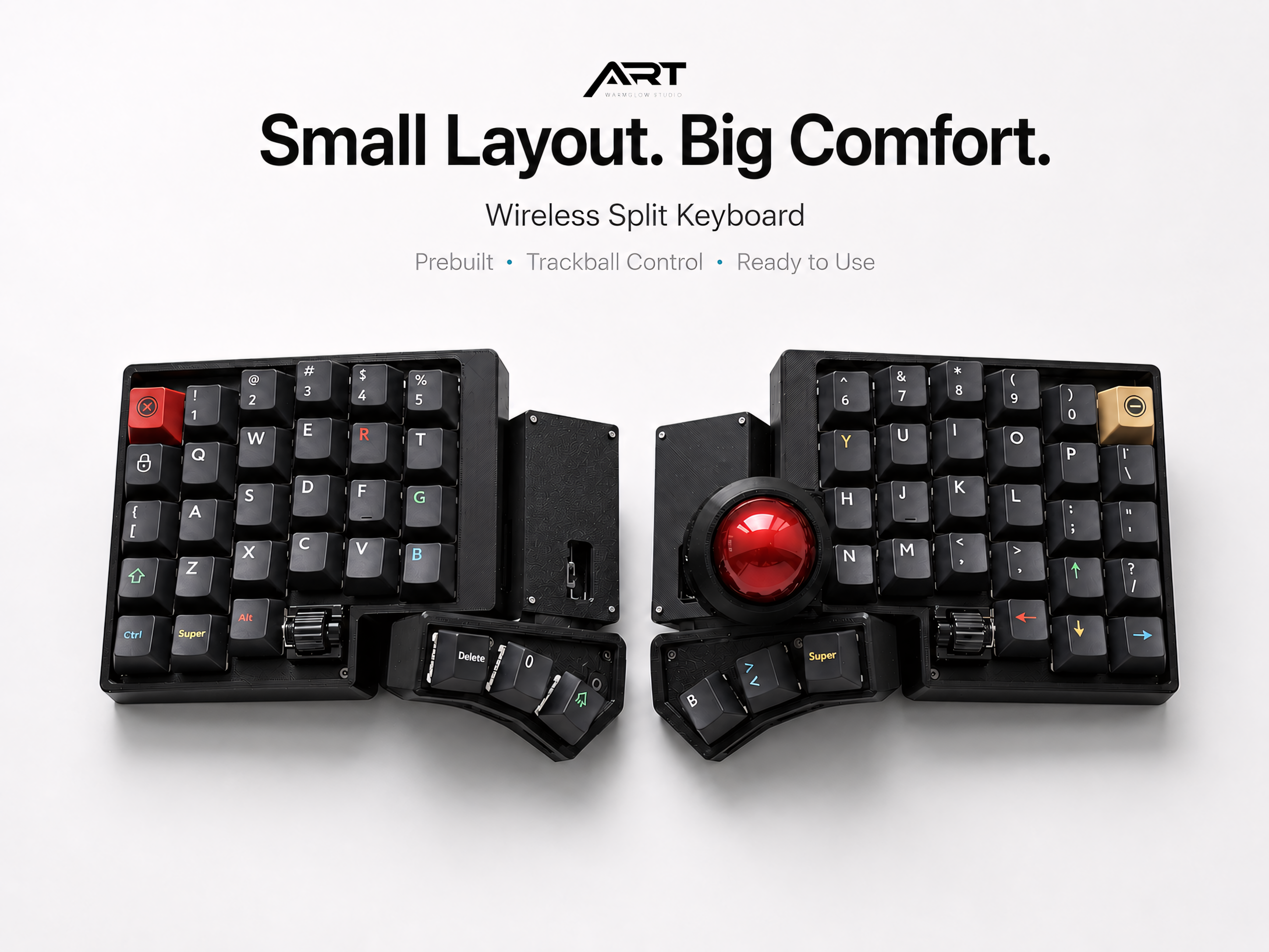 Wireless Split Trackball Keyboard | Prebuilt ZMK Ergonomic Mechanical Keyboard