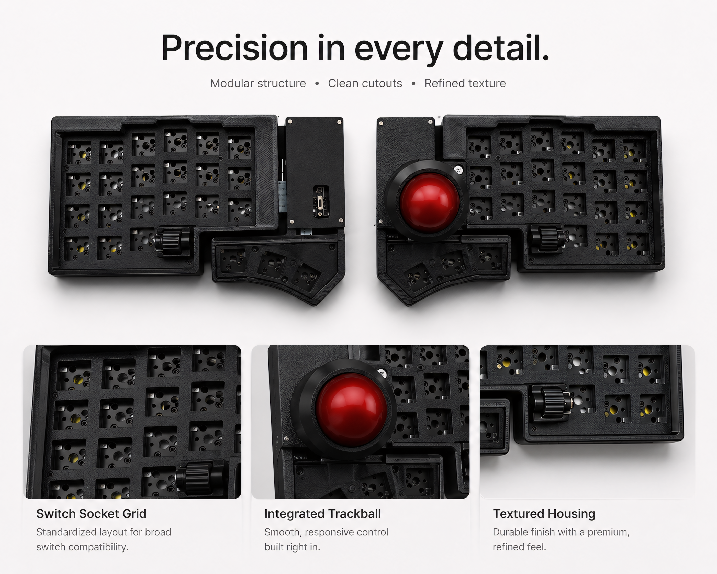 Wireless Split Trackball Keyboard — ZMK 3x6 Compact, Hot-Swap