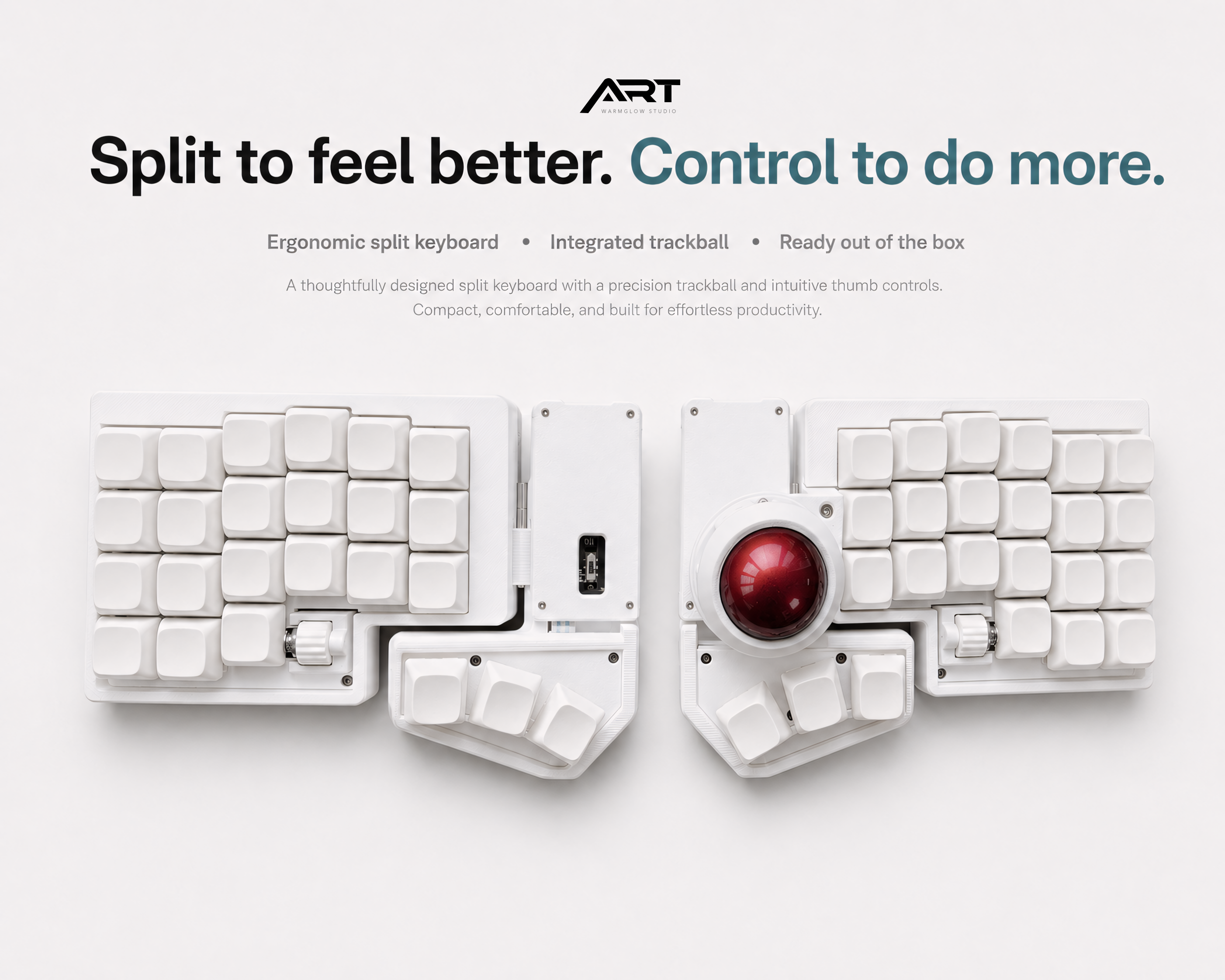 Wireless Split Trackball Keyboard — ZMK 3x6 Compact, Hot-Swap