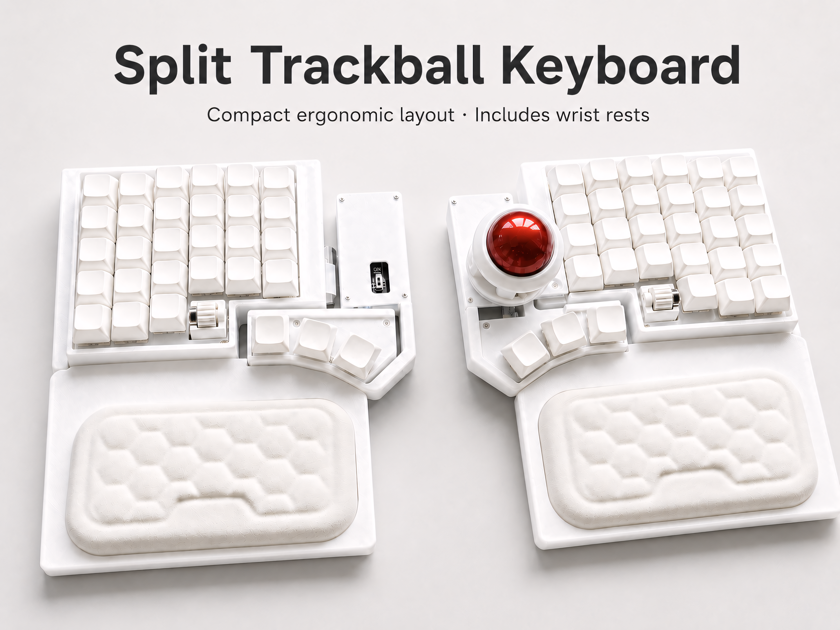 Wireless Split Trackball Keyboard | Prebuilt ZMK Ergonomic Mechanical Keyboard