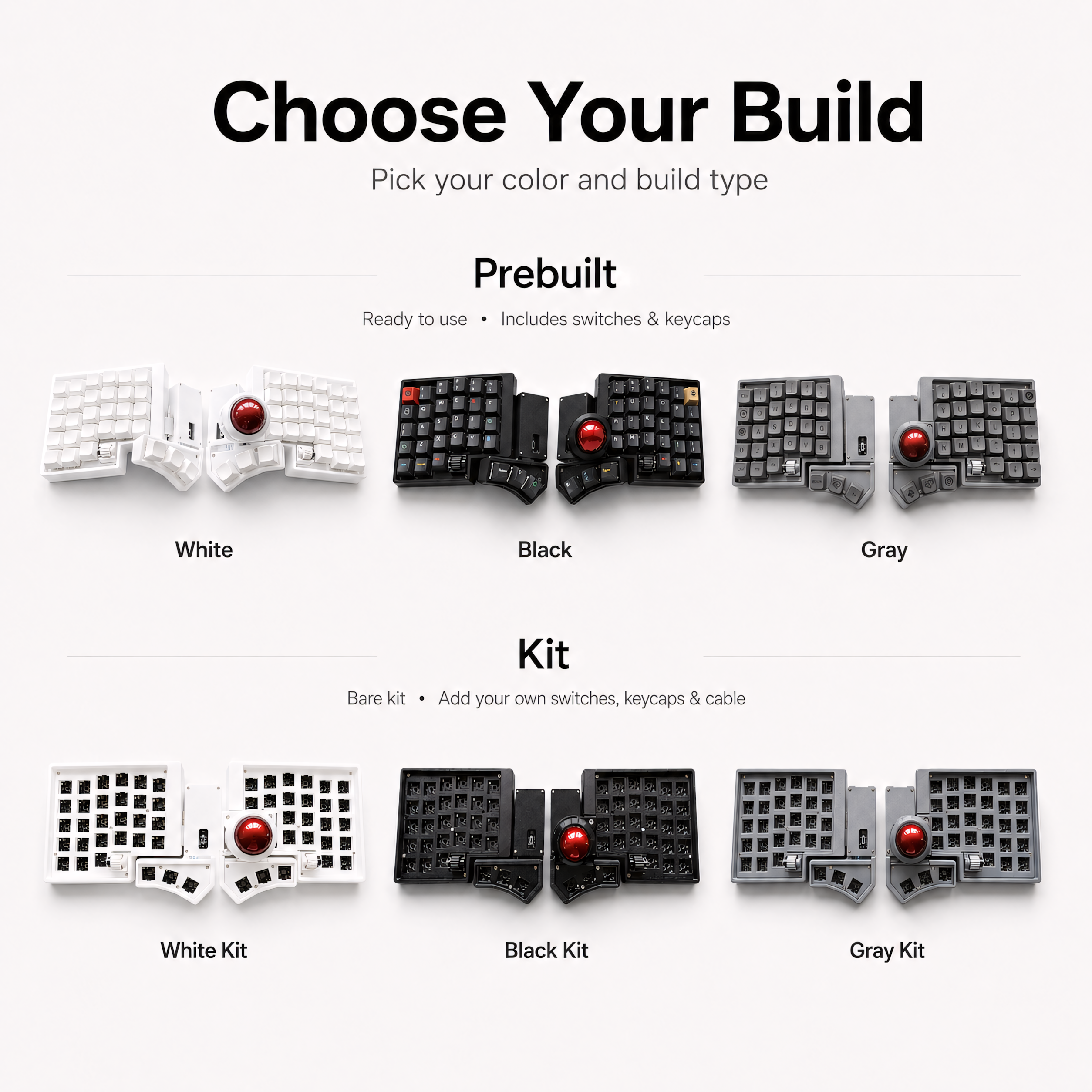 Wireless Split Trackball Keyboard | Prebuilt ZMK Ergonomic Mechanical Keyboard