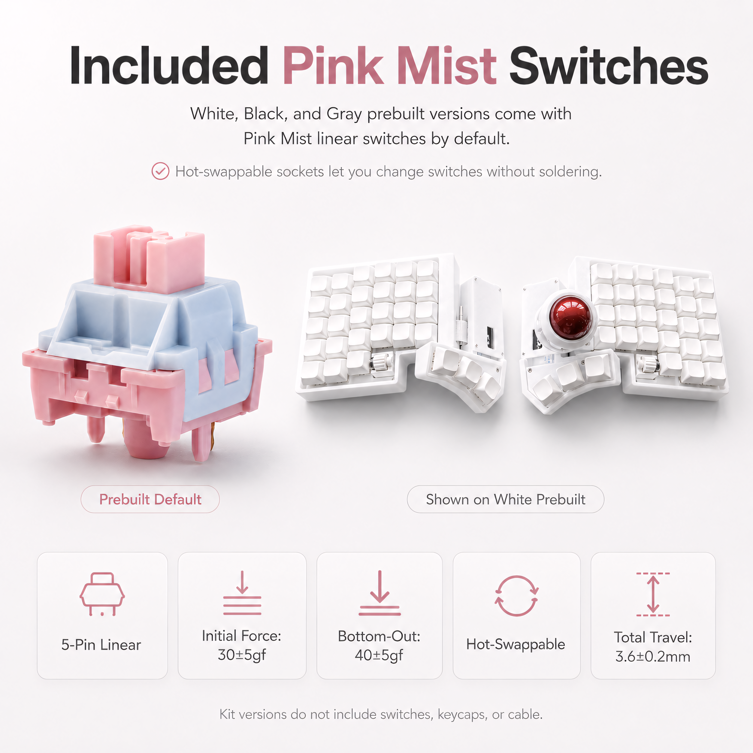 Wireless Split Trackball Keyboard | Prebuilt ZMK Ergonomic Mechanical Keyboard