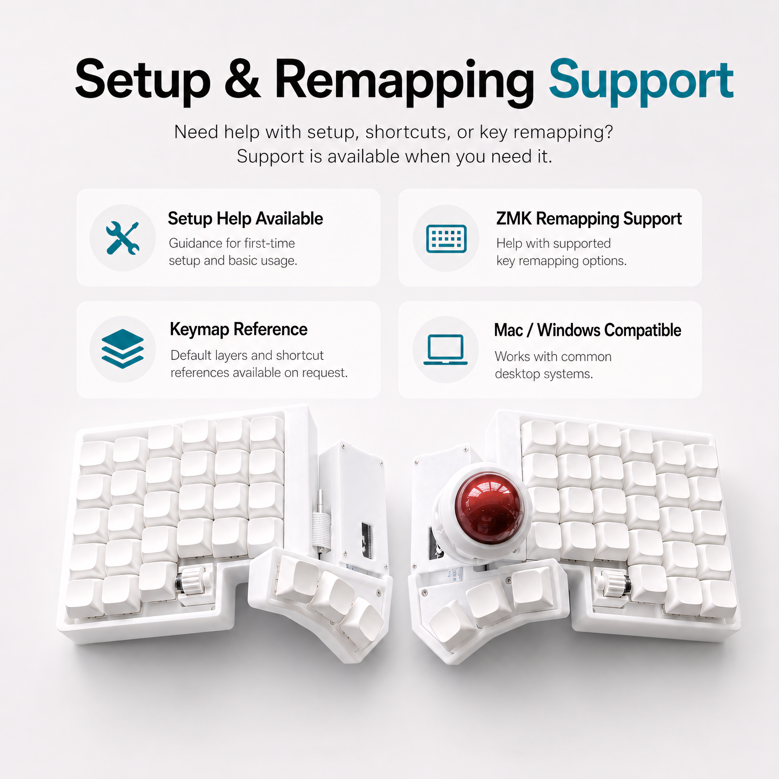 Wireless Split Trackball Keyboard | Prebuilt ZMK Ergonomic Mechanical Keyboard