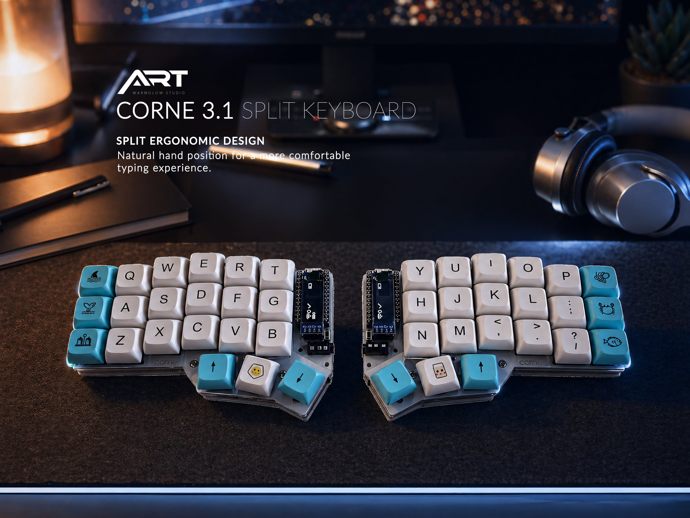 Corne 3.1 Wireless Split Keyboard — Bluetooth ZMK, MX Hot-Swap, Acrylic