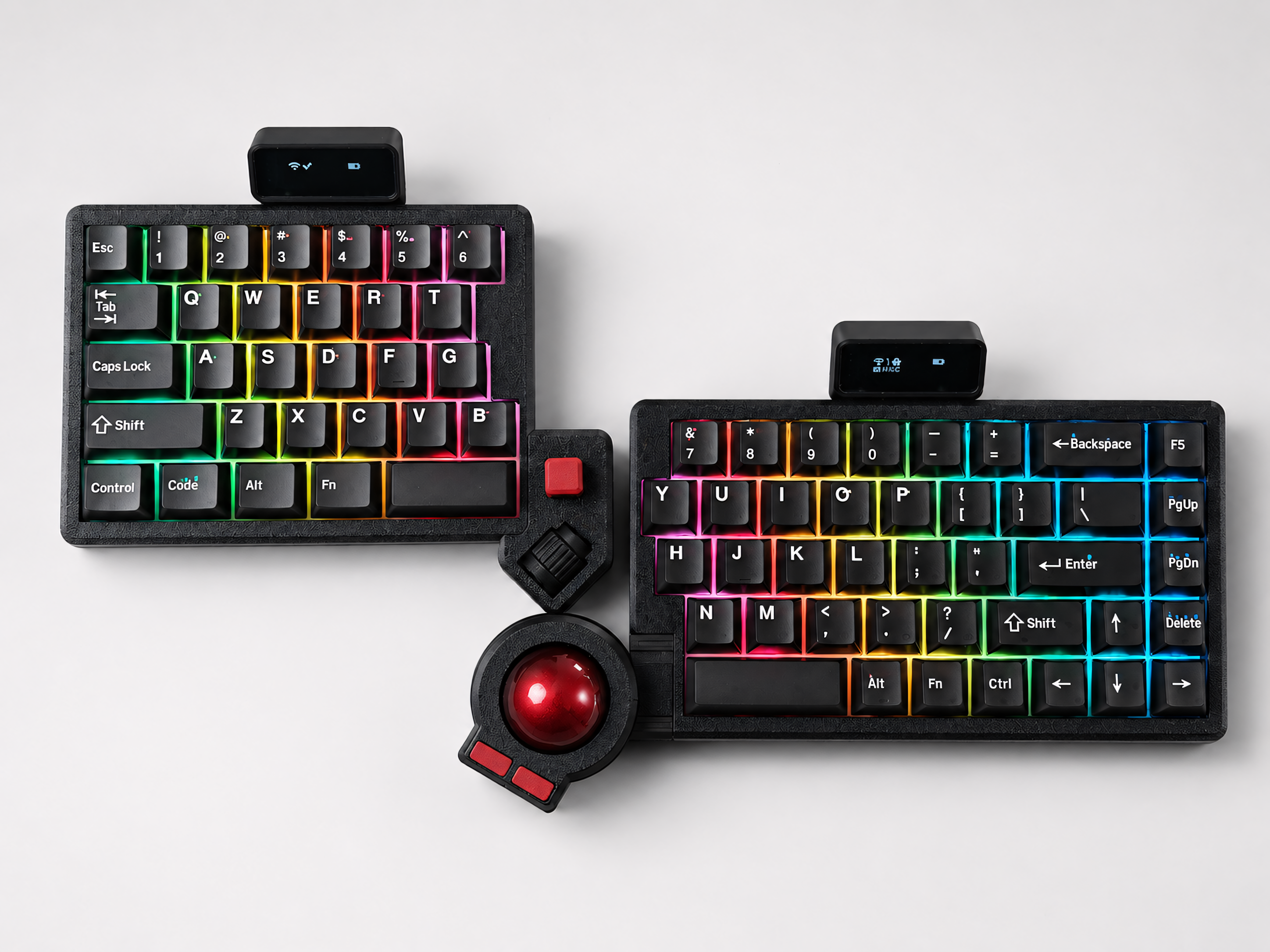 Split Trackball Mechanical Keyboard with OLED Display – ZMK Wireless