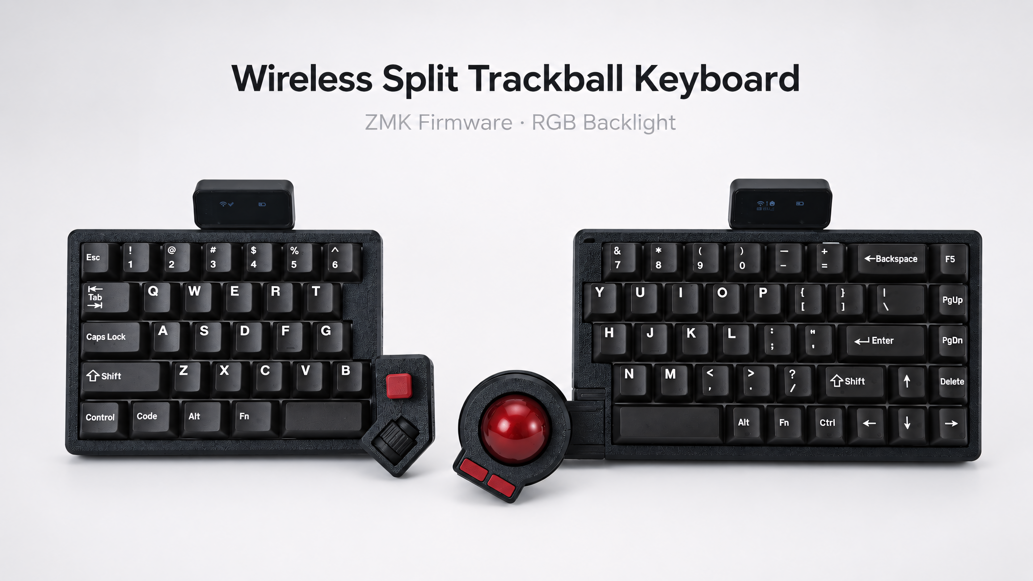 Split Trackball Mechanical Keyboard with OLED Display – ZMK Wireless