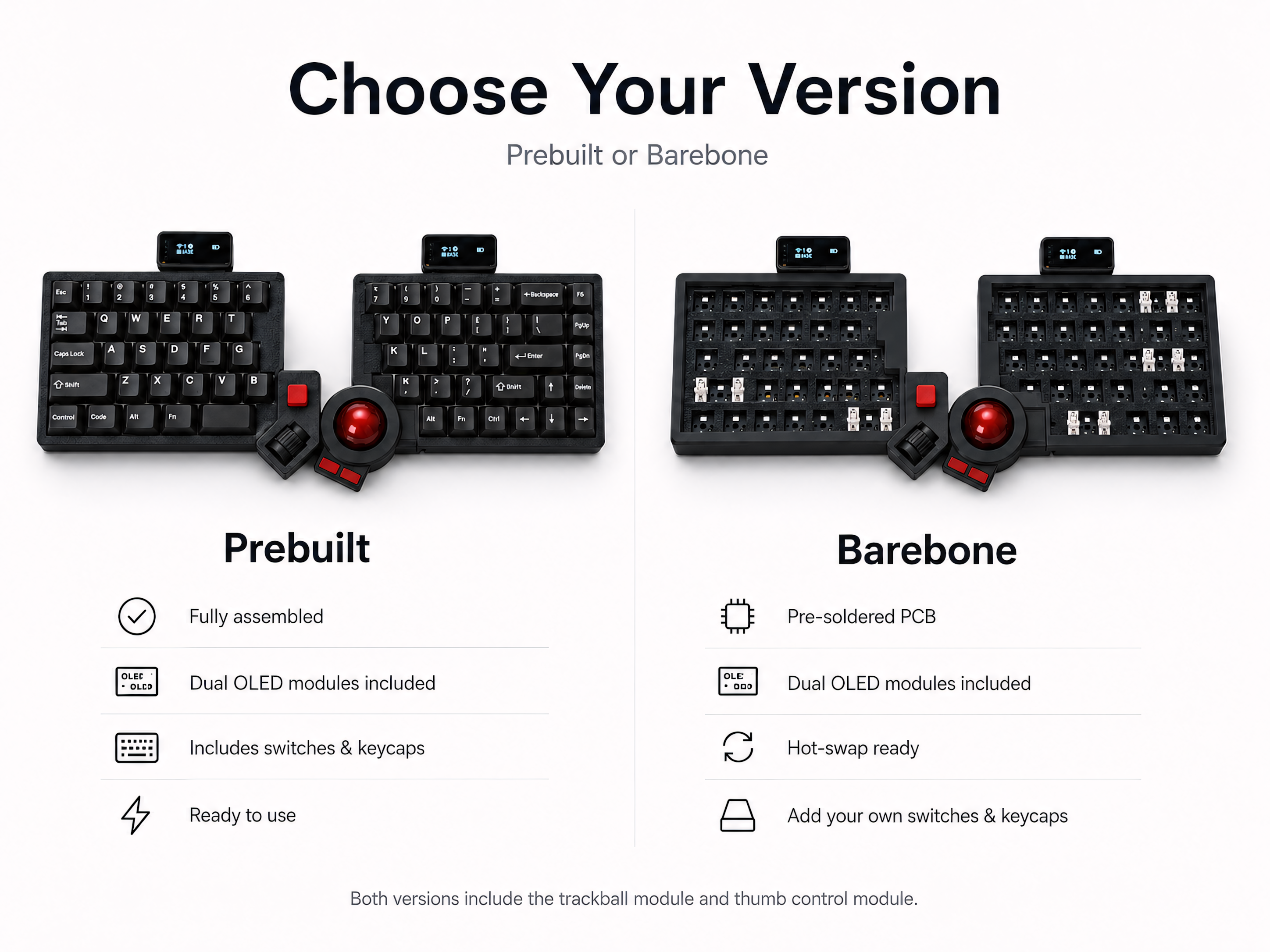 Split Trackball Mechanical Keyboard with OLED Display – ZMK Wireless