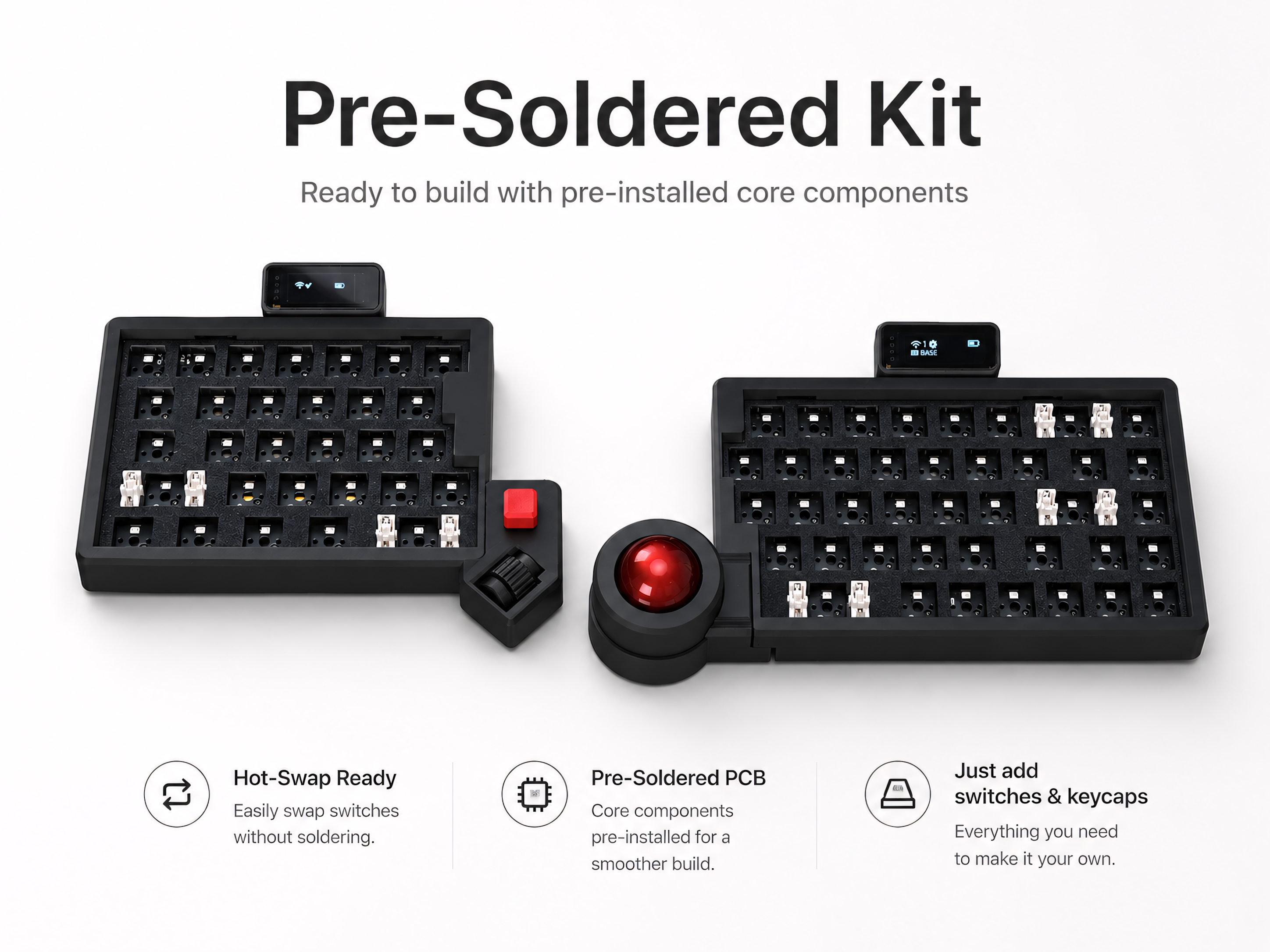 Split Trackball Mechanical Keyboard with OLED Display – ZMK Wireless