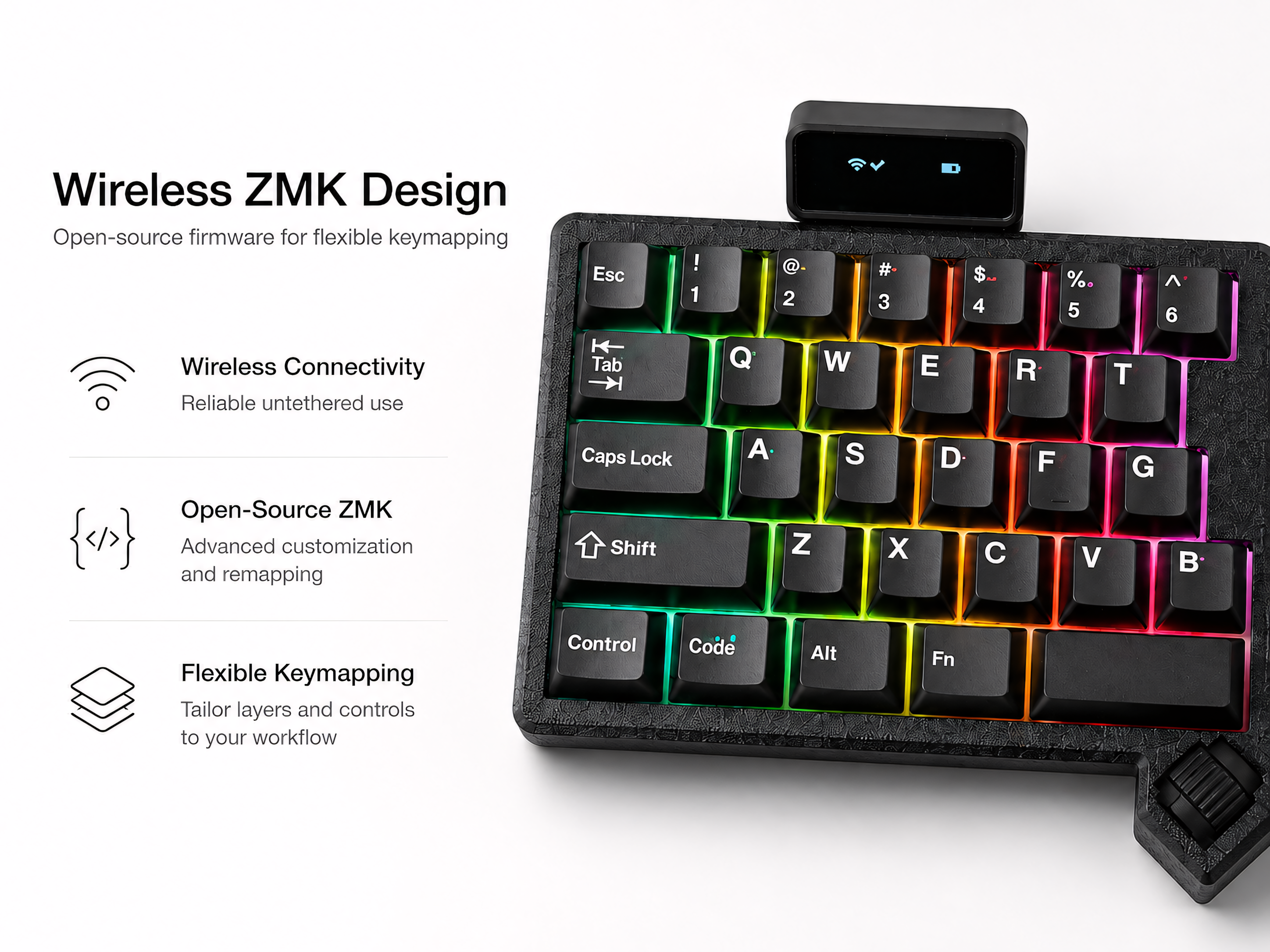 Split Trackball Mechanical Keyboard with OLED Display – ZMK Wireless