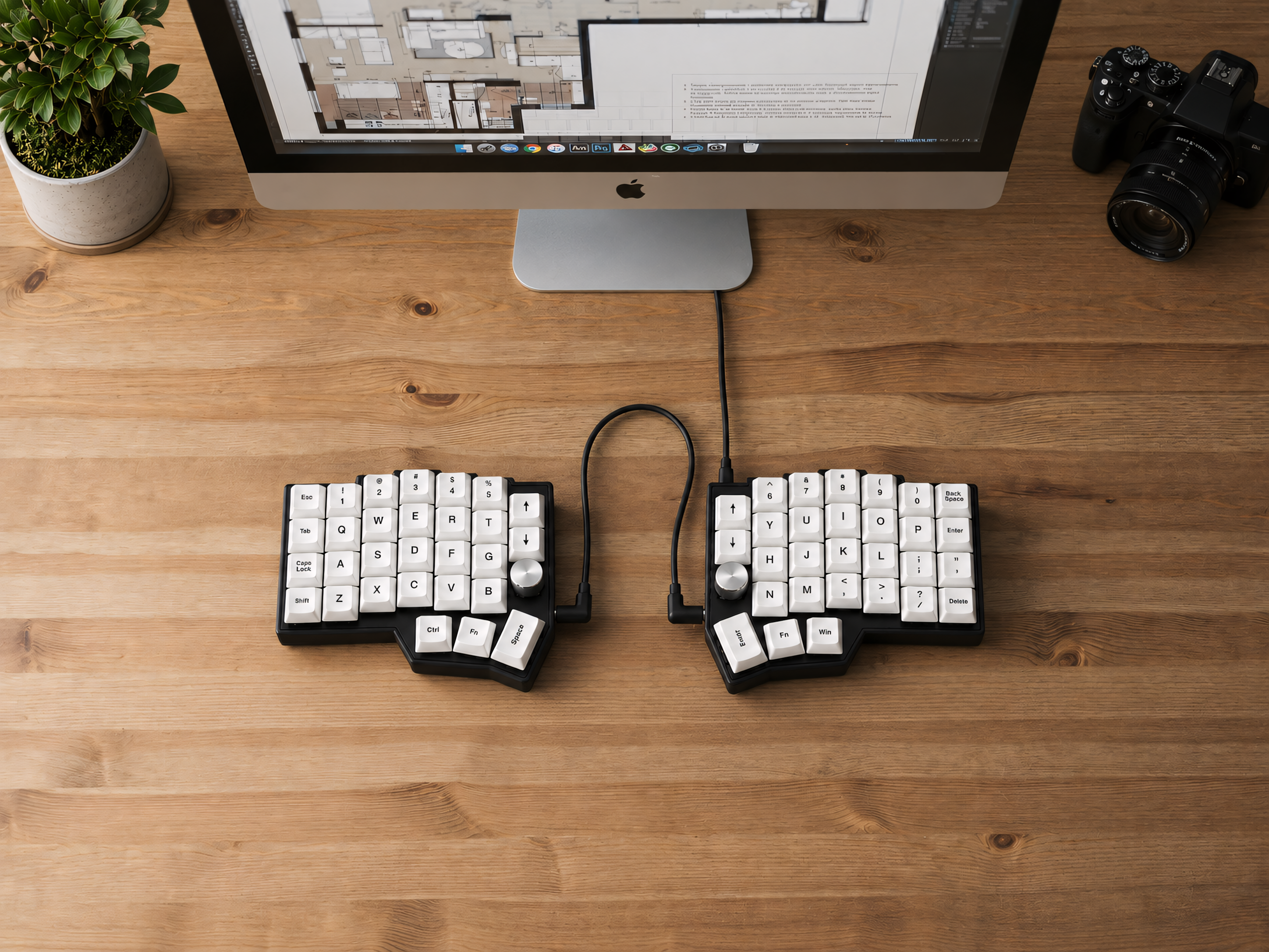 Wired Split Ergonomic Keyboard — QMK VIAL, RGB, Dual Knobs, Hot-Swap