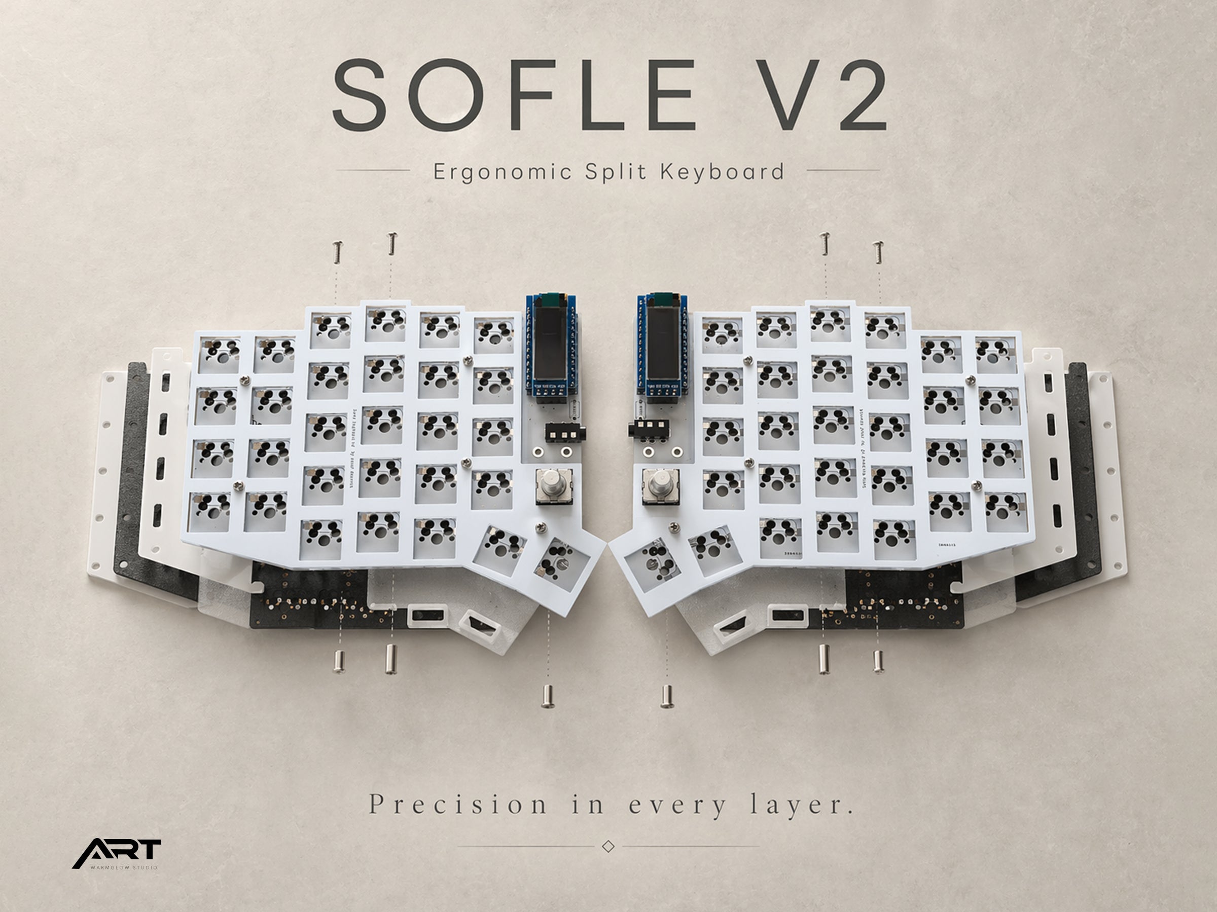 Sofle V2 Split Keyboard — Acrylic Case, QMK VIA, Prebuilt or Wireless