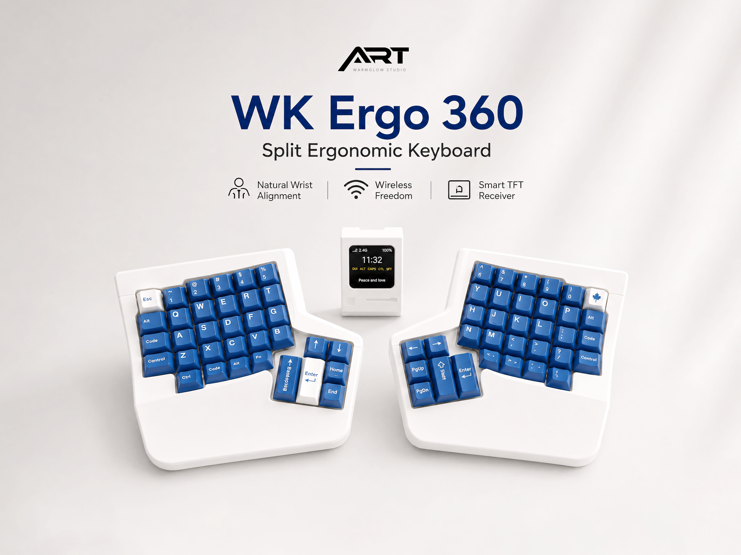 WK Ergo 360 Split Ergonomic Keyboard — 2.4G / ZMK Wireless, Hot-Swap