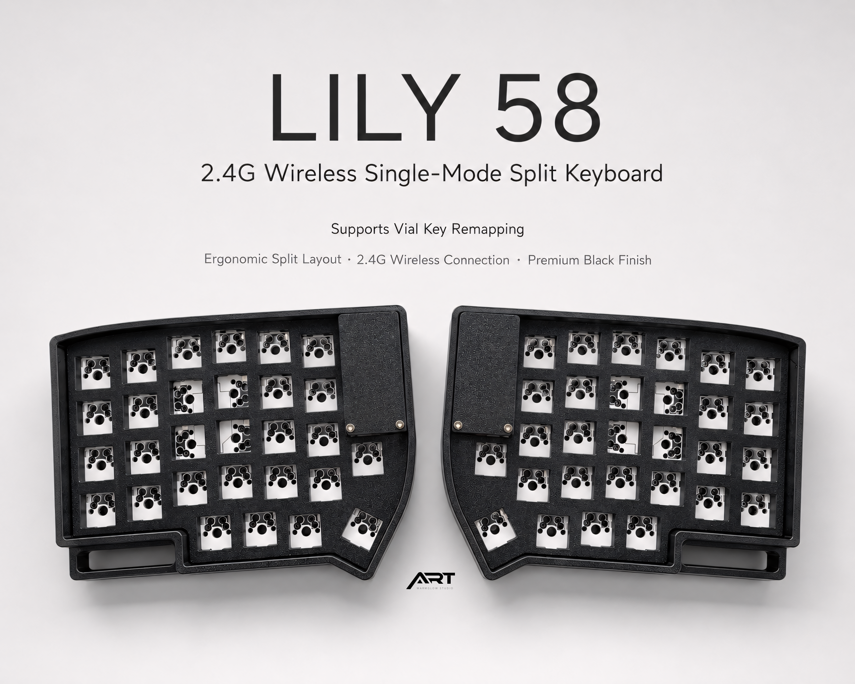 Lily58 Wireless Split Keyboard — 2.4G, VIAL Remappable, Barebone